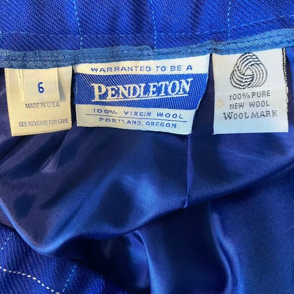 Vintage Pendleton 100% Wool Skirt Blue Plaid Windowpane Size 6 Made in USA - Picture 4 of 8